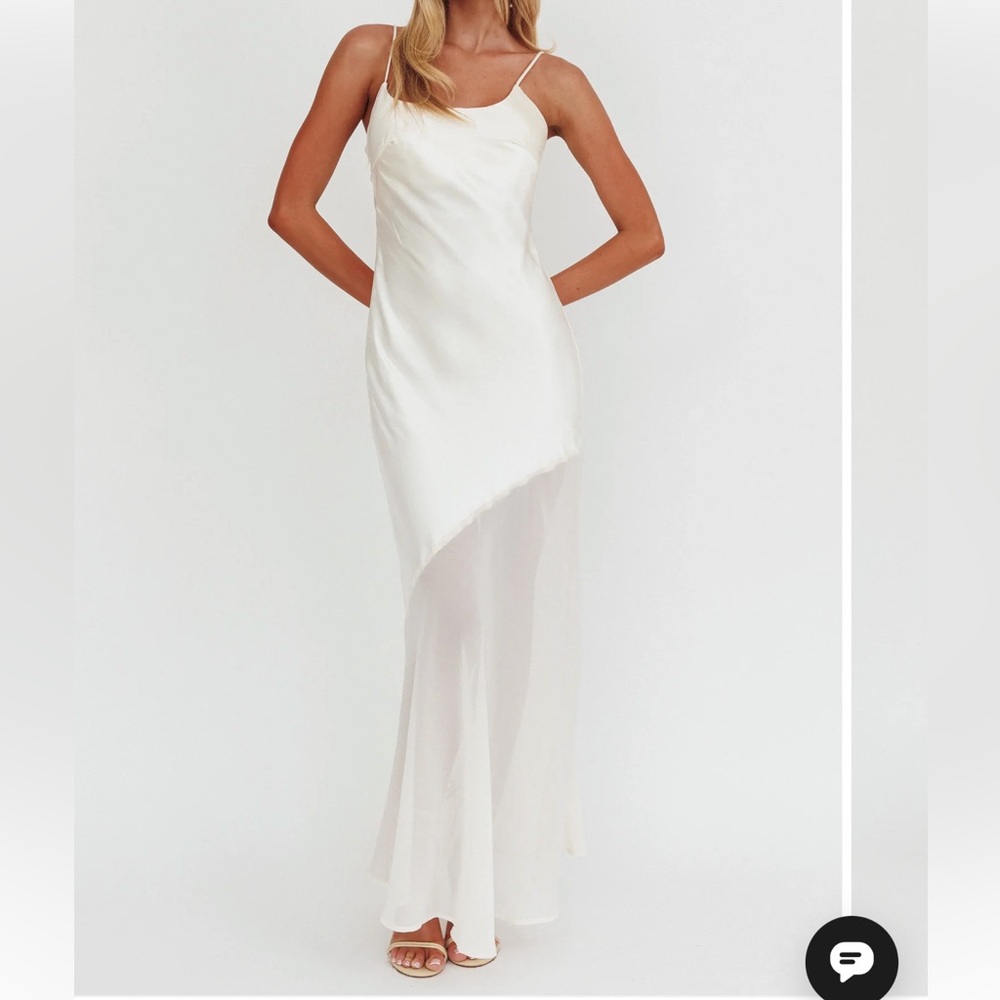 Gilded dream chiffon Selfie Leslie Ivory Asymmetrical Slip Dress